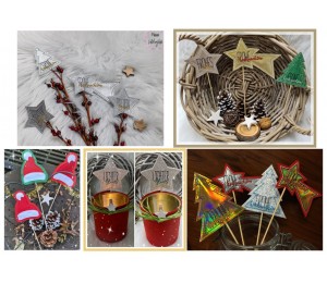 Stickserie ITH - 17 Blumenstecker Xmas